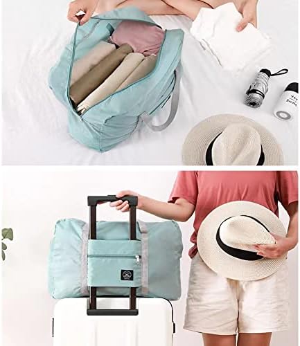 Foldable Travel Duffel Bag (2 Pack), For Spirit Airlines, Weekender Overnight Bag, Tote Carry on Luggage Sport Duffle Weekender Overnight for Women and Girls (Pink Blue) - Image 5