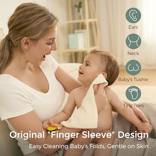 Momcozy Baby Washcloths - 4 Layer Design| Medium Thickness| Premium Cotton for Newborns' Skin-Great for Bathing, Wiping & on-The-go Use, Shower Gift and Essential(5 Pack, 10x10 inch) - Image 3