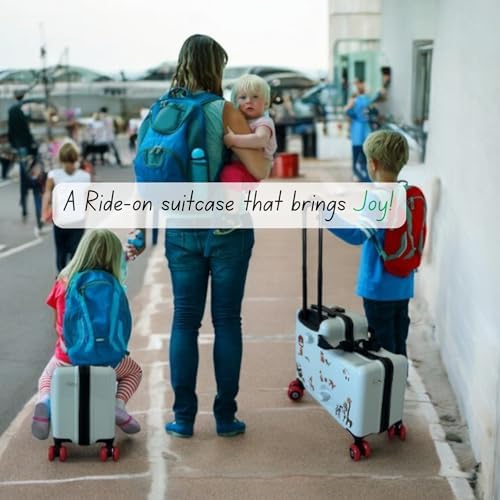 Itsy Rider 20" Ride-on Suitcase for Kids with Double Spinner Red Wheels (Beige Traveler) - Image 4