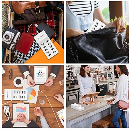 USB Charger Station Block with Rapid Charging Auto Detect Technology Safety Guaranteed 10-Port Family-Sized Smart USB Ports for Multiple Devices Smart Phone Tablet Headphones - Image 7