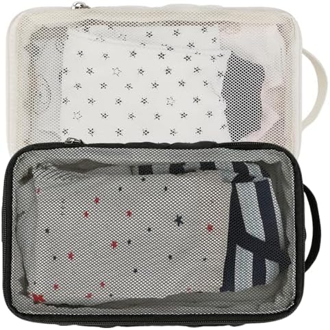 Baby Diaper Bag Organizer Pouches - 2 Pack Waterproof Pod Hanging Diaper Bag Mesh Bag Reusable, Washable or Baby Cloth Diapers (Black&White)