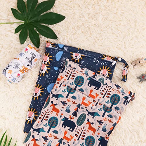 babygoal Wet Dry Bags for Baby Cloth Diapers, Washable Travel Bags, Beach, Pool, Gym Bag for Swimsuits & Wet Clothes with Two Zippered Pockets 3 Pack, 3LN25 - Image 3